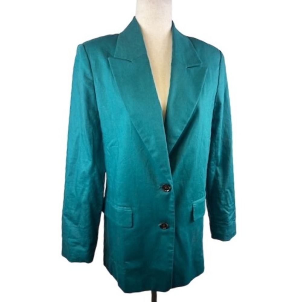 New Banana Republic Linen Blend Blazer Green Career Business Casual Size 4 $200